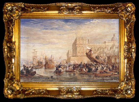 framed  David Cox Embarkation of His Majesty George IV from Greenwich (mk47), ta009-2